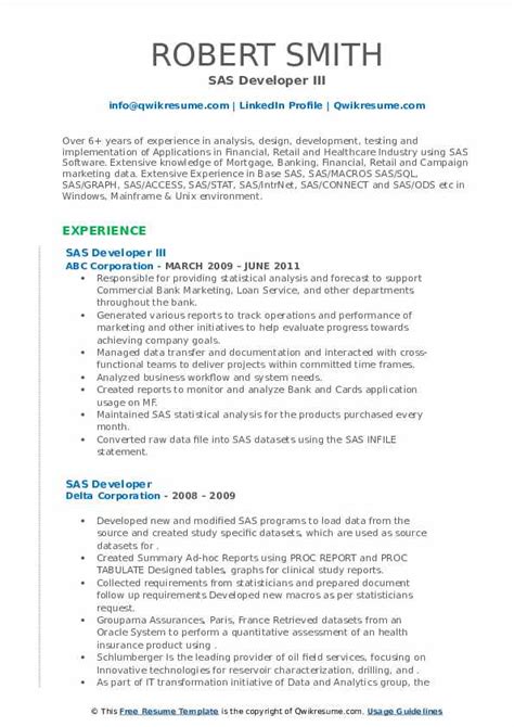 These software as a service examples are truly inspiring and are worth trying. SAS Developer Resume Samples | QwikResume