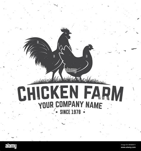 Chicken Farm Badge Or Label Vector Illustration Vintage Typography