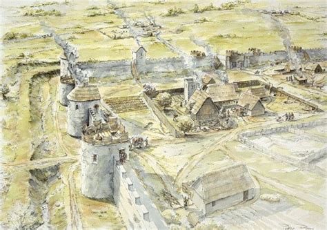 Anglo Saxon Settlement In Former Roman Fort Artist Impression Fine Art