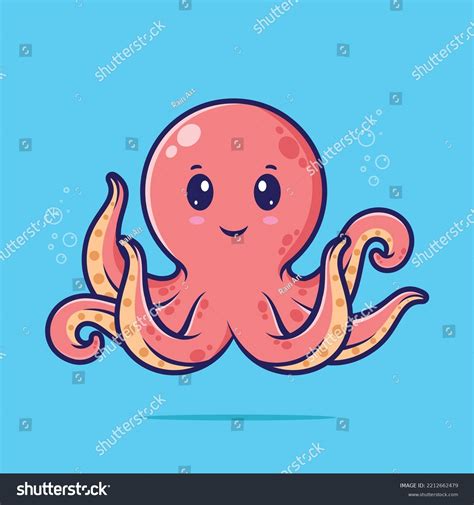 Cute Baby Octopus Cartoon Vector Stock Vector Royalty Free 2212662479
