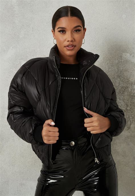 Black Diamond Quilted Padded Bomber Jacket Missguided