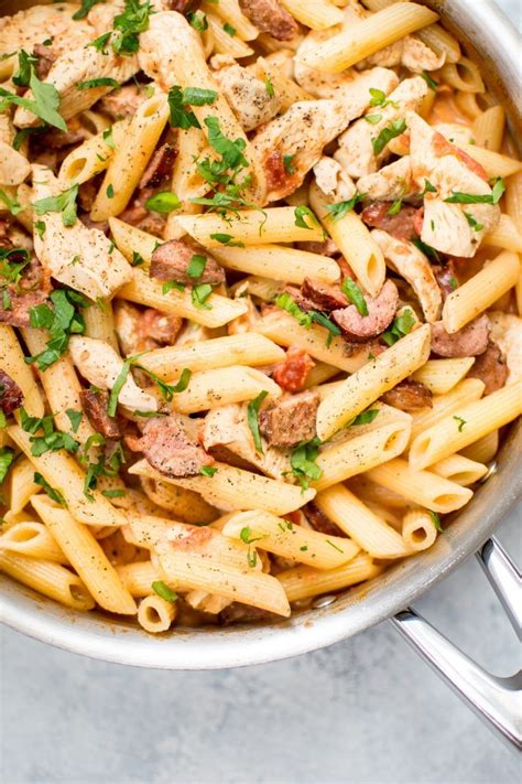 This creamy pasta dish gains most of its big flavour from chorizo it colours the creamy pasta sauce and infuses it. Chicken and Chorizo Pasta | Recipe | Chicken and chorizo pasta, Pasta, Pasta recipes