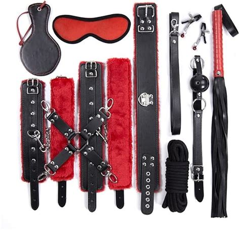 10pcs bdsm bed bondage set kit restraints collar whip gag cuffs kinky fetish toy
