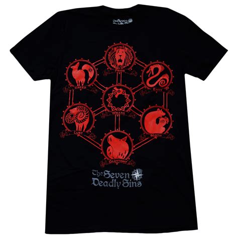 The Seven Deadly Sins Sin Icons Mens Black T Shirt Circle Red