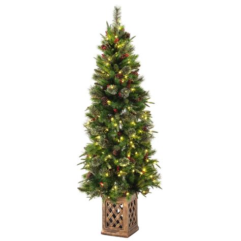 Home Accents Holiday 65 Ft Pre Lit Warm White Led Potted Artificial Christmas Tree Ty015 1717