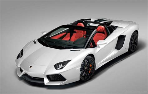 White Color Lamborghini Aventador Convertible Car Pictures Images