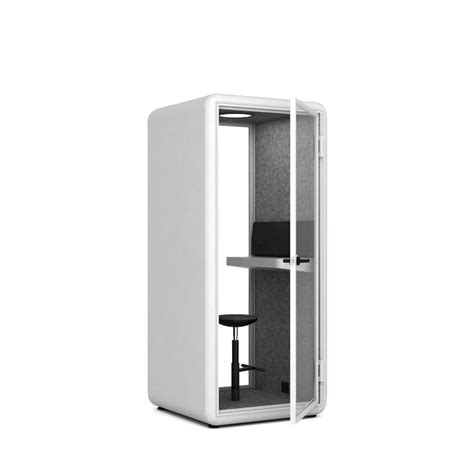 White Poppinpod Kolo 1 With Stool Modern Office Phone Booth Poppin