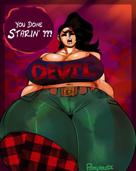 rule 34 annoyed big ass big breasts original character pumspread tall female thick thighs