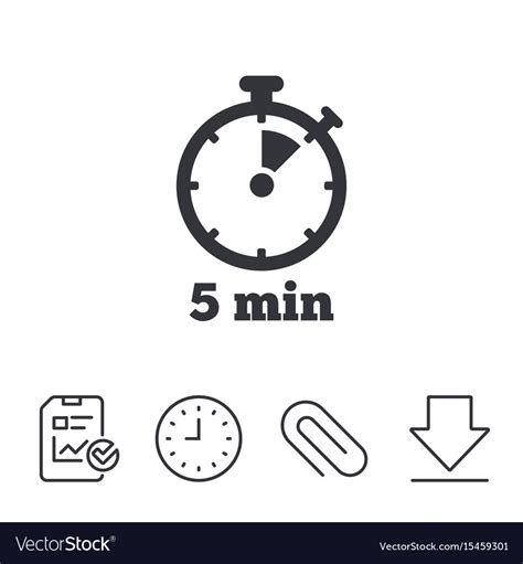 Timer Sign Icon 5 Minutes Stopwatch Symbol Vector Image