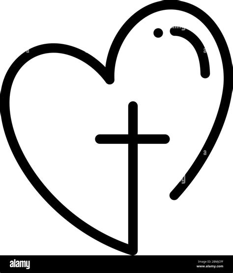 Abstract Religious Cross And Heart Icon Christian Love Logo Monoline