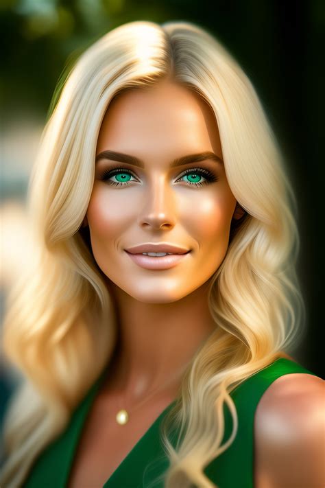 Lexica Young Woman Blonde Medium Length Hair Green Eyes Bad Skin