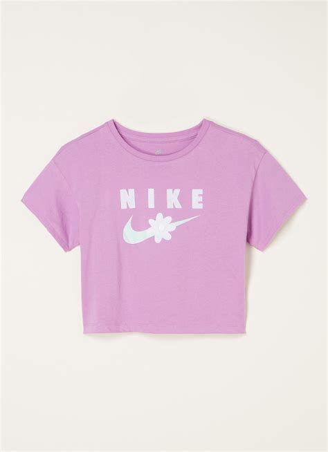 Nike Daisy Cropped T Shirt Met Logoprint Roze De Bijenkorf