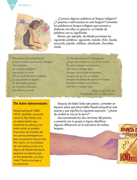 Libros en pdf por autor: Español Sexto grado 2016-2017 - Online | Libros de Texto Online | Página 138