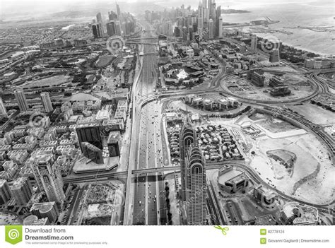 Sheikh Zayed Road In The Middle Of Dubai Skyscrapers Stock Photo