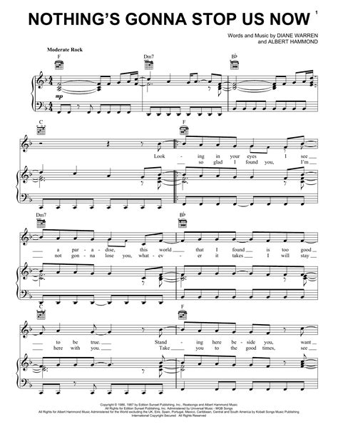 Nothings Gonna Stop Us Now Sheet Music By Starship Piano Vocal