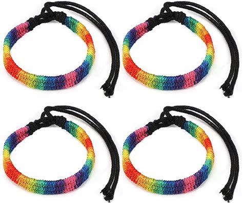 mwoot 4 unidades lgbt pulsera gay orgullo desfile accesorios arco iris bracelets tamaños