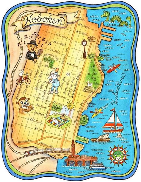 Hoboken New Jersey Map Art Print 8 X 10 Original Art Prints Original