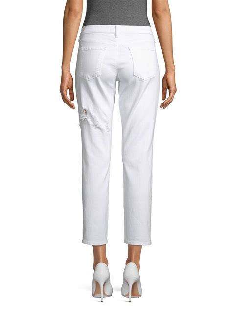 J Brand Denim Hipster Low Rise Cropped Skinny Jeans In White Lyst