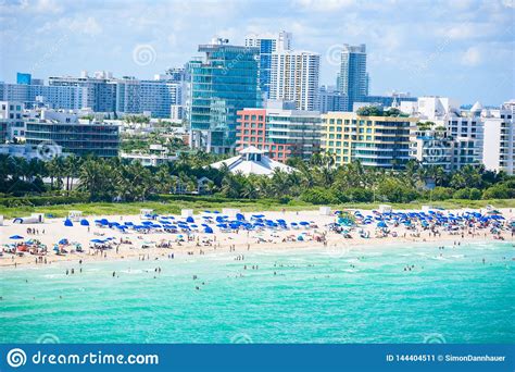 Zuidenstrand Het Strand Van Miami Tropische En Paradise Kust Van