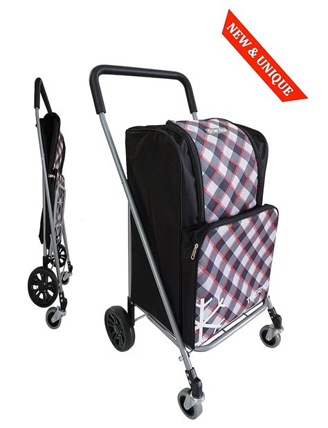 Foldable Shopping Trolley 4 Wheels Bo Time With A Cooler Front Pocket