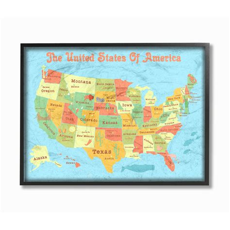 The Stupell Home Decor Collection United States Of America Map With