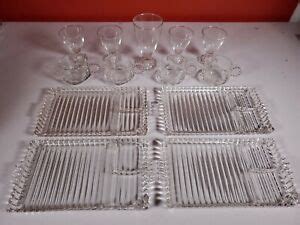 Retro Orchard Crystal Party Tray Set Hazel Atlas Snack Sip Smoke