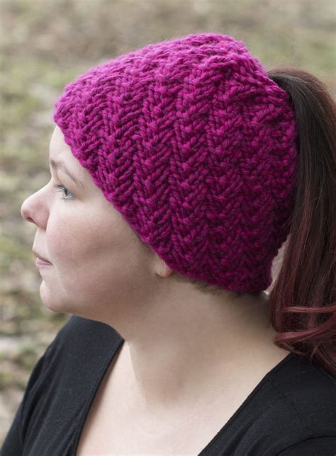 Free Knitting Pattern For One Skein Chealse Messy Bun Hat This Easy