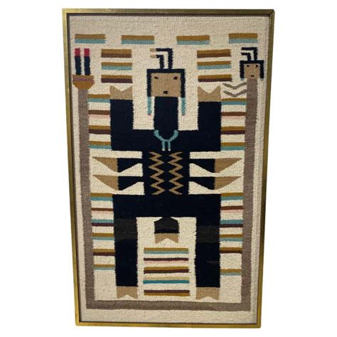 Handwoven Native American Navajo Yei Yeibichai Pictorial Wool Rug