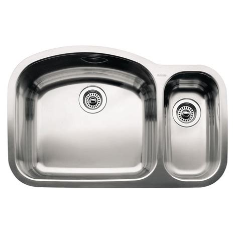 Blanco Wave Undermount Stainless Steel 32 In 1 12 Double Bowl Kitchen