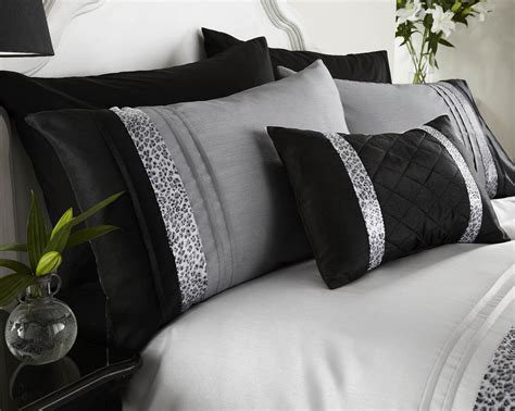 Black Grey Silver Duvet Covers Bedding Bed Set Double King Or Super King Ebay