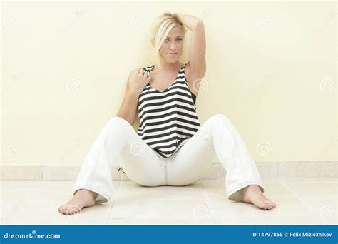 Woman In A Sitting Pose Stock Image Image Of Cute Yellow 14797865