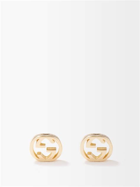 Metallic Interlocking G Kt Gold Stud Earrings Gucci Matchesfashion Us