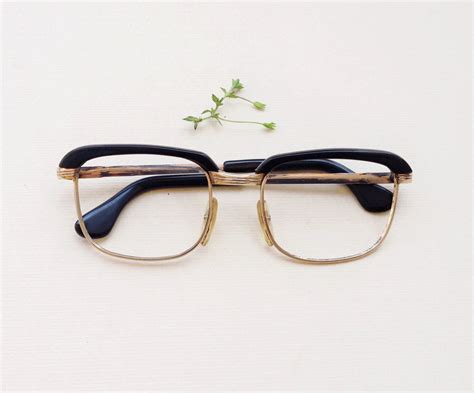 Vintage 50s Glasses Frame Gold And Brown Geek Optical Frames