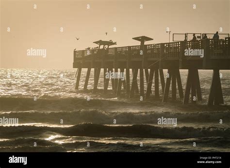 Jacksonville Beach Fishing Pier During Sunrise Stock Photo Alamy