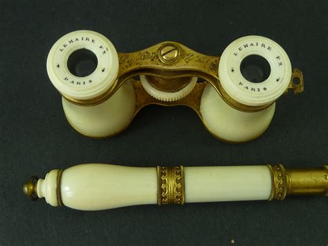 Lorgnette Opera Glasses Binoculars Ivory Gilt Brass Lemaire Paris French Antique 705810
