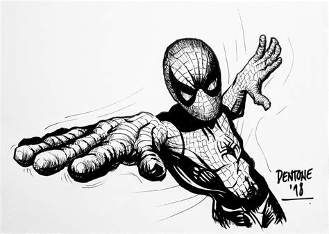 Spiderman Ink Drawing Marvel Drawings Ink Drawing Technical Pen