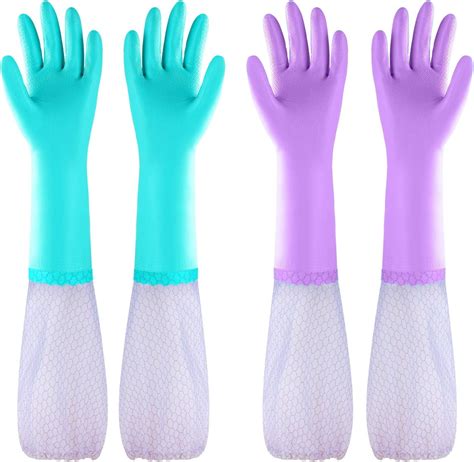 Elgood Cleaning Gloves Reusable Washing Up Gloves With Latex Free Long