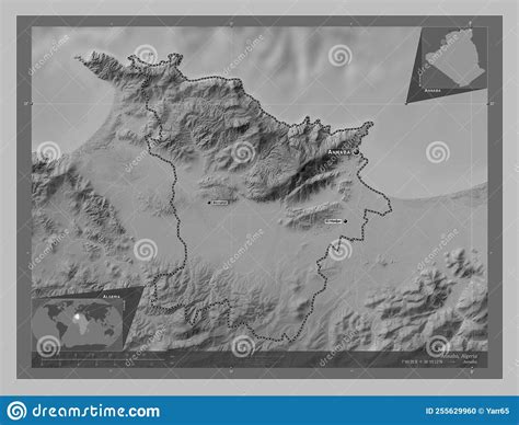 Annaba Algeria Grayscale Labelled Points Of Cities Stock Photo