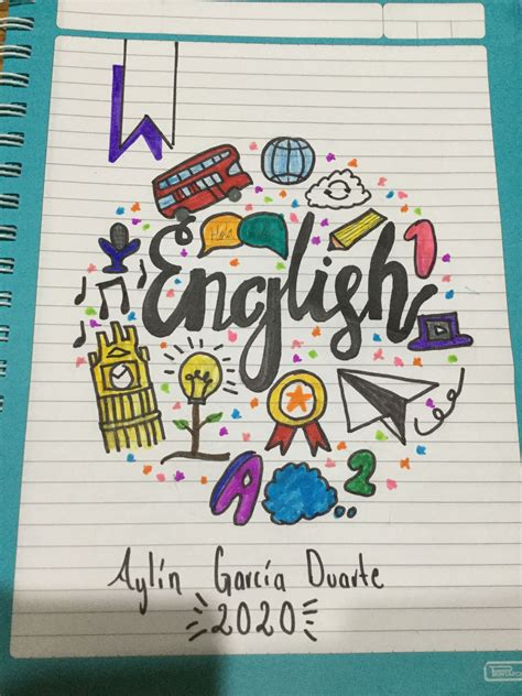Portada De Inglés Creative Drawing Prompts Cool Lettering School