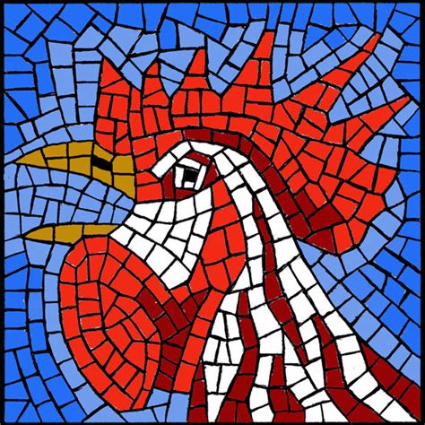Free Mosaic Pattern Crowing Rooster