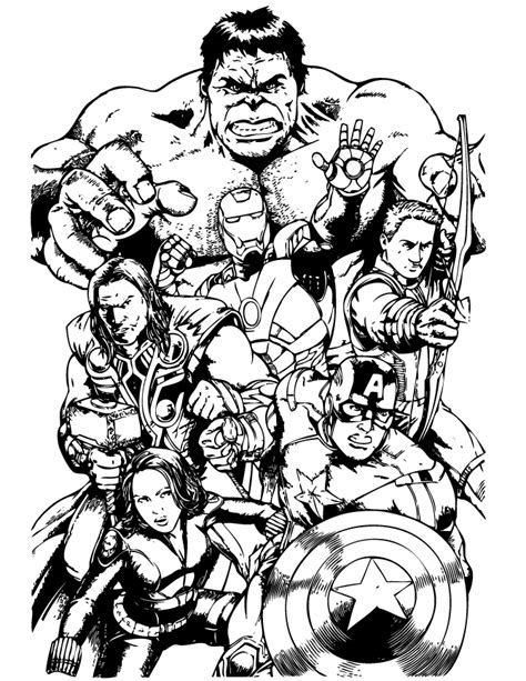Awesome Avengers Team Coloring Page With Images Superhero Coloring