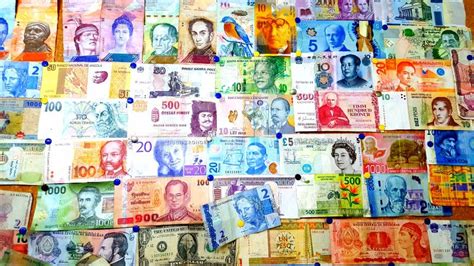 Currency Of Different Countries Background Colorful Banknotes Of