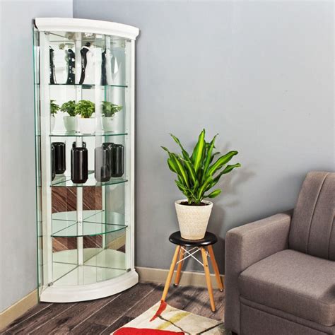 Frost Corner Curio Cabinet White Glass