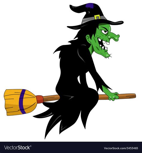 Witch On Broomstick Royalty Free Vector Image Vectorstock