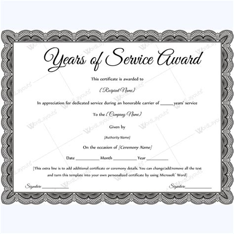 Free Printable Long Service Award Certificate Template Printable