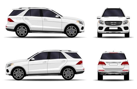 Realistic Suv Car Front View Side View Back View ⬇ Vector Image By
