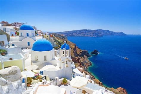 美丽的希腊图片 希腊海边的蓝色建筑素材 高清图片 摄影照片 寻图免费打包下载