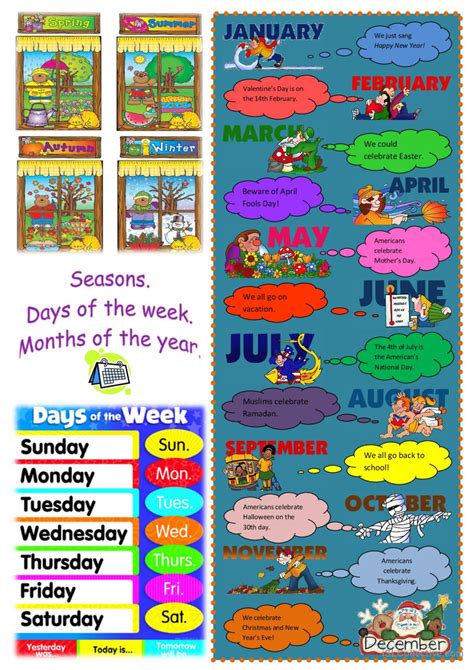 Seasons Days Months Poster English Esl Worksheets Pdf And Doc