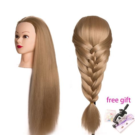 Training Head Synthetic Mannequin Dolls For Hairdressers 65cm Hair Blonde Hair Styles Female