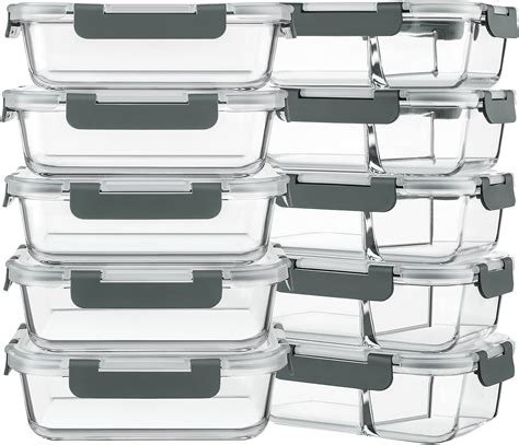 Buy Komuee 10 Packs Glass Meal Prep Containers 2and1 Compartmentglass